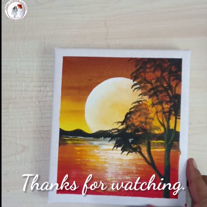 Easy and beautiful sunset painting for beginners_ Poster colour painting _Pallavi Drawing Academy