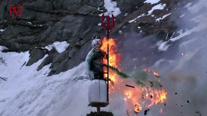 Snow-Way! Swiss Snowman’s Head Explodes As Part Of Traditional Festival!