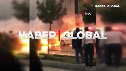 Trafo bomba gibi patladı, 3 araç alevlere teslim oldu