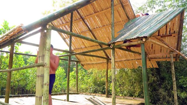 Build Bamboo House 100% And Ancient Gym Workout Tools By Primitive Skills