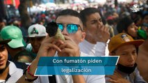 Celebran Día Internacional de la Marihuana en la CDMX con mega fumadero