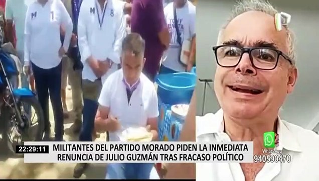 Militantes del Partido Morado piden la renuncia de Julio Guzmán tras resultado de elecciones