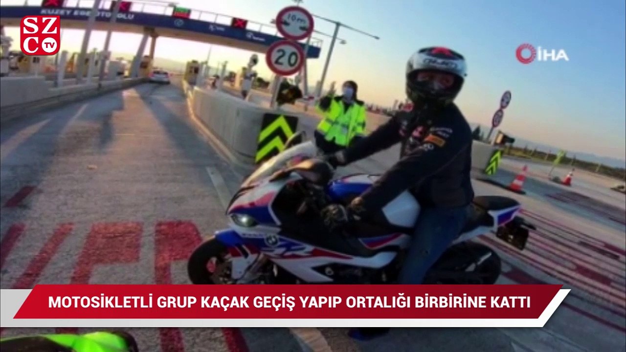 Motosikletli grup otoyol gişelerinden kaçak geçti; ortalığı birbirine kattı