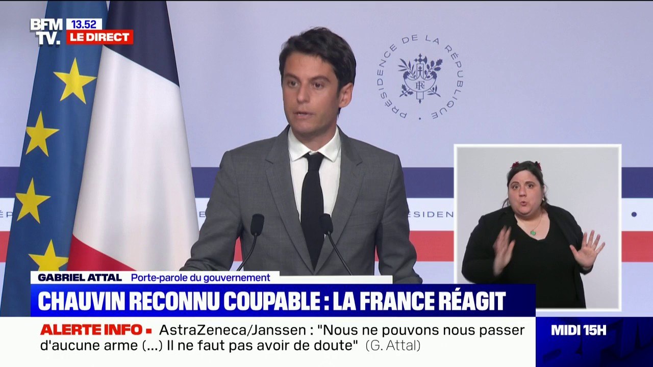 Derek Chauvin reconnu coupable: pour Gabriel Attal, "c'est une décision de justice qui a une résonnance bien au-delà des frontières des États-Unis"