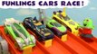 Hot Wheels Funny Funlings Race versus Disney Cars Lightning McQueen in this Fun Family Friendly Full Episode English Toy Story Video for Kids from Kid Friendly Family Channel Toy Trains 4U