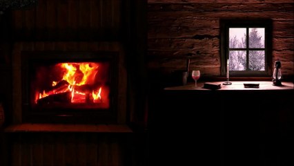 Cabin in the woods, Relaxing Violin and Piano Music, Rain, Fireplace and Cozy Cabin Ambience ,beautiful relaxing music,