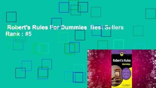 Robert's Rules For Dummies  Best Sellers Rank : #5