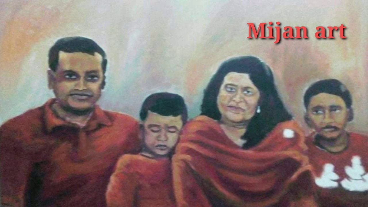 Acrylic family portrait painting
