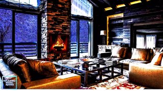 Relaxing Violin and Piano Music, Snow, Fireplace and Cozy Cabin Ambience beautiful relaxing music