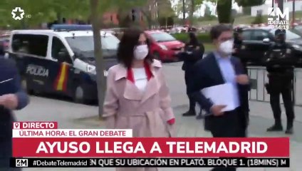 Isabel Díaz Ayuso llega a los estudios de Telemadrid
