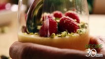 Vanilla Custard Dessert In 15 Minutes With Pistachio And Raspberries.