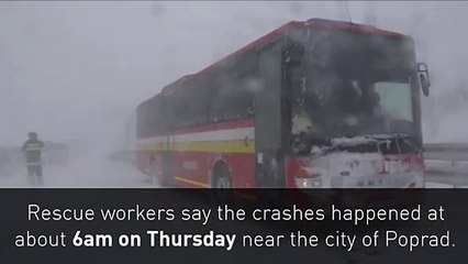 Massive Car Crash Pile-Up In Slovakia Amid Snowstorm