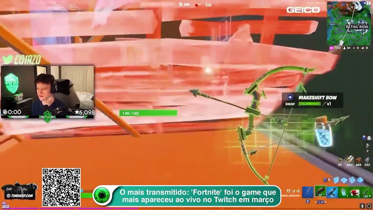O mais transmitido- 'Fortnite' foi o game que mais apareceu ao vivo no Twitch em março