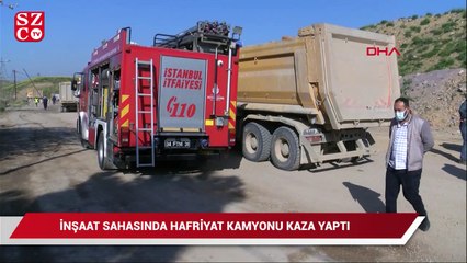 Sabiha Gökçen Havaalanı'nın inşaat sahasında hafriyat kamyonu kaza yaptı