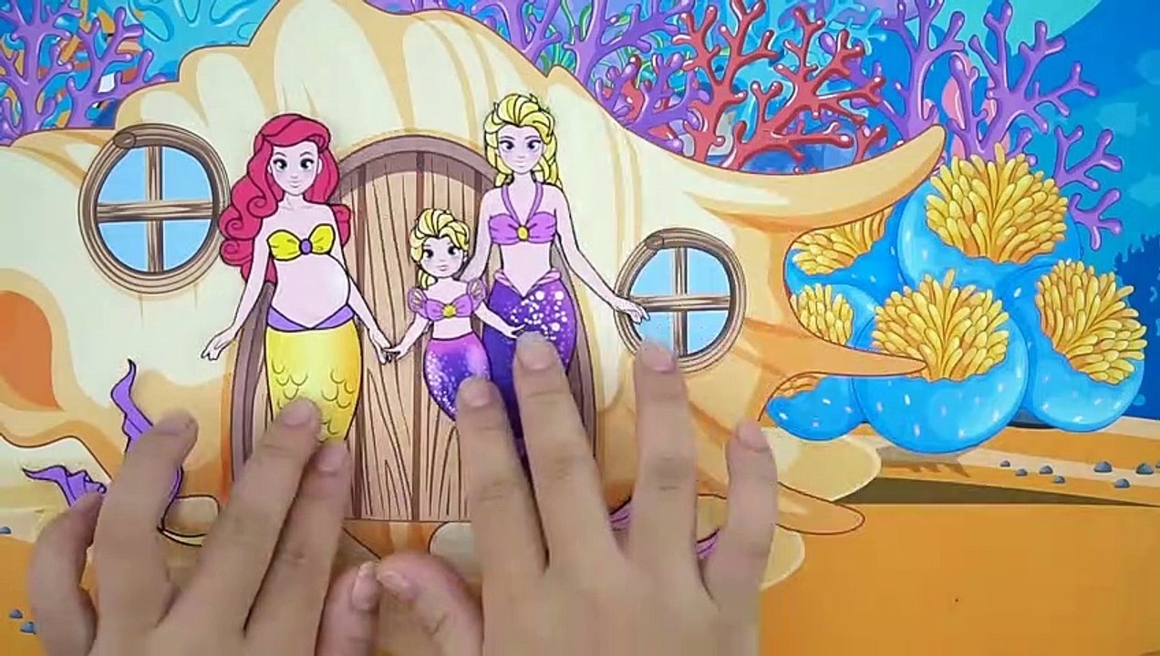 Paper Dolls Dress Up - Rainbow Mermaid Barbie & Infant Dress Handmade - Barbie Story & Crafts