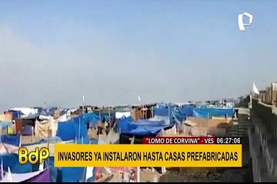 Lomo de Corvina: instalan carpas y casas prefabricadas en terreno invadido