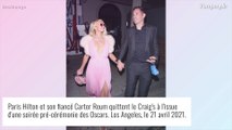 Paris Hilton : Amoureuse et sublime en robe décolletée, avec sa grosse bague aveuglante