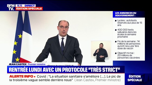 Jean Castex: Compte tenu du contexte sanitaire encore fragile , les réouvertures se feront par étapes