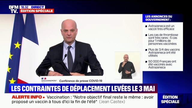 Jean-Michel Blanquer: On aura une rentrée des élèves dès lundi prochain pour les élèves de primaire, à distance pour l'enseignement secondaire