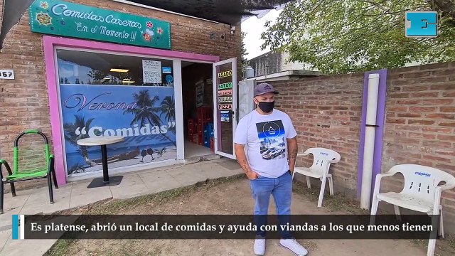 Es platense, abrió un local de comidas y ayuda con viandas a los que menos tienen