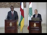 مؤتمر صحفي مشترك لرئيس الجمهورية اللبنانية ميشال عون ورئيس جمهورية أفريقيا الوسطى