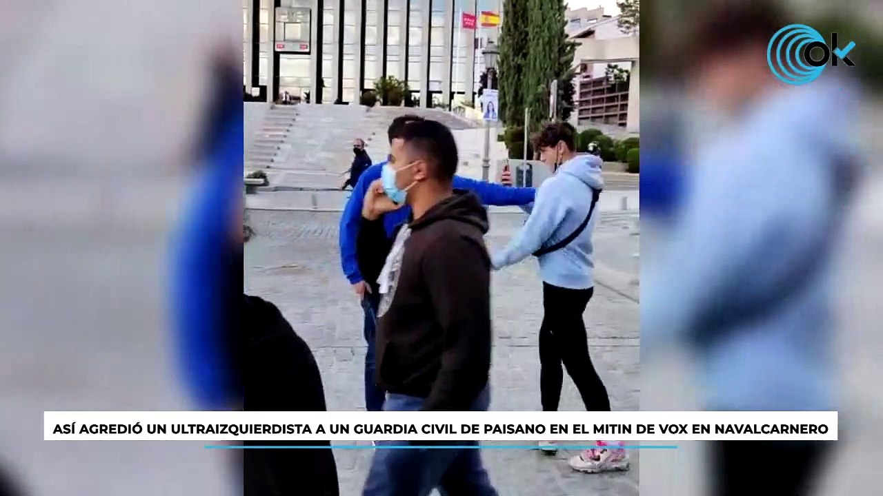 Así agredió un ultraizquierdista a un guardia civil de paisano en el mitin de Vox en Navalcarnero