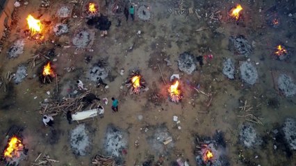 Drone footage of around the clock cremations shows scale of India's Covid-19 crisis