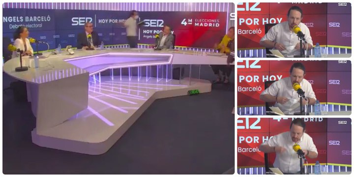 Pablo Iglesias huye como alma en pena del debate de la SER tras el órdago de Rocío Monasterio