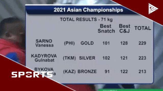 Vanessa Sarno, wagi ng dalawang ginto sa Asian Weightlifting C'Ships