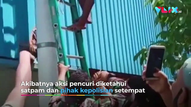 Lupa Cara Turun Dari Atap, Petugas Evakuasi Pencuri Kabel
