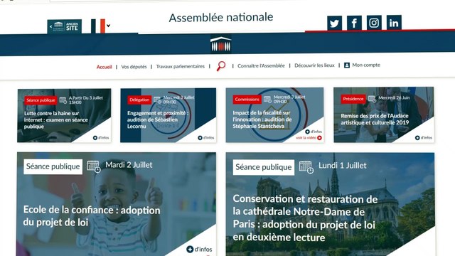 Tutoriel fonctionnalités mon compte du site de l'Assemblée nationale pour les internautes - Jeudi 18 juillet 2019