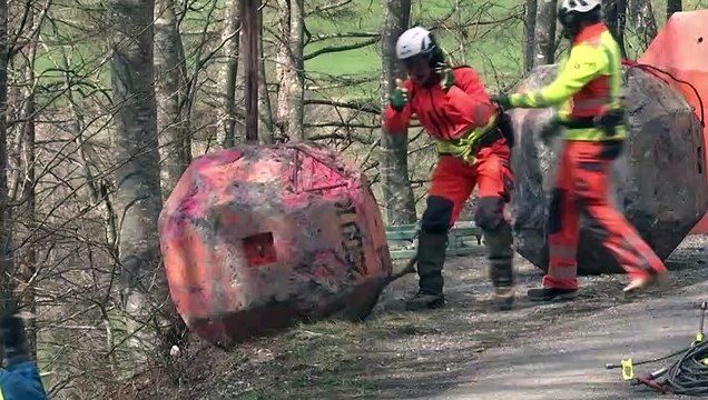 Neon Orbs Are Rolled Down Swiss Mountain by Scientists Researching Rockfall Trajectories