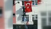 Türk bayrağı için yapılan tehlikeli tırmanış kamerada