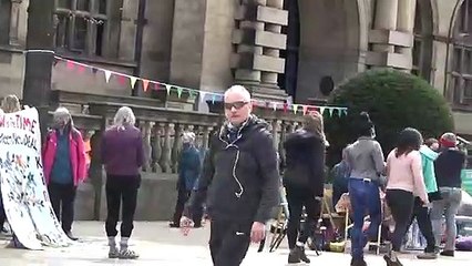 Sheffield city centre solo anti lockdown protest today