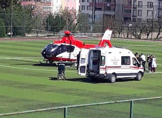 Son dakika haber | HASTA, STADA İNEN AMBULANS HELİKOPTERLE HASTANEYE TAŞINDI