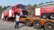 Factory fresh Volvo fire engines loading on to a truck in India | Volvo FM 440 Fire Engine Trucks India