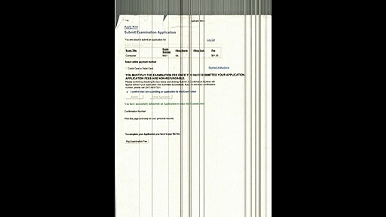 Conductor exam payment confirmation