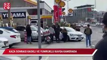 İstanbul’da kaza sonrası kasklı ve yumruklu kavga kamerada