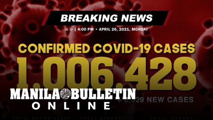 BREAKING: DOH reports 8,929 new cases, bringing the national total to 1,006,428, as of April 26, 2021