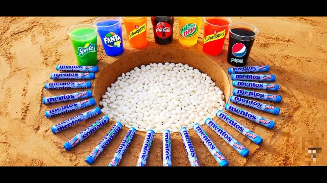 21pecket mentos  vs 7coca cola different schweppes in underground
