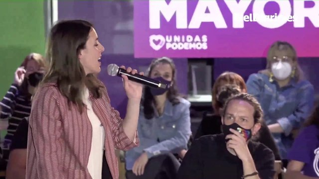 Irene Montero, a Yolanda Díaz en un mitin de Unidas Podemos: A tus pies, presidenta