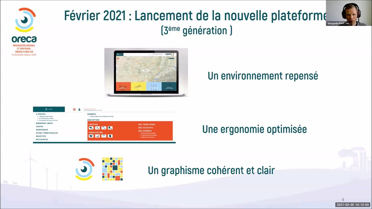 Quoi de neuf dans la plateforme de l’observatoire ORECA ? Benjamin PAUC, Atmo BFC, 29/03/2021