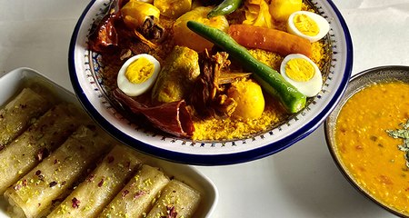 Soupe de lentilles indienne, Couscous au kadid, Znoud El-Sit - Koujiet romdhan 04 Ep 14