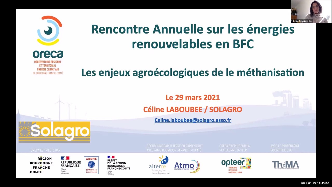 Les enjeux agroécologiques de la méthanisation, Céline LABOUBEE, Solagro, 29/03/2021