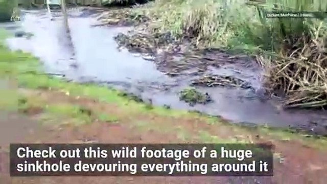 This Crazy Video Captures a Sinkhole Devouring Mud and Grass Very Quickly