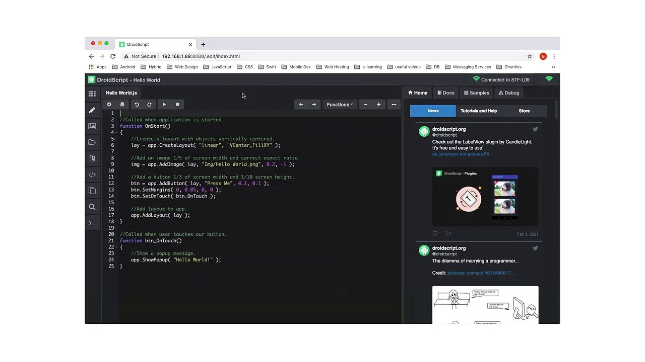 DroidScript: un IDE de JavaScript para Android...
