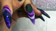 Diy Acrylic Nails Amethyst Hand Painted Zodiac Signs | Glitter Planet