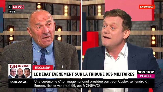 EXCLU - Lettre de militaires: Regardez l’intégralité du face à face tendu entre le général André Coustou et Benoît Thieulin dans « Morandini Live » ce matin sur CNews - VIDEO