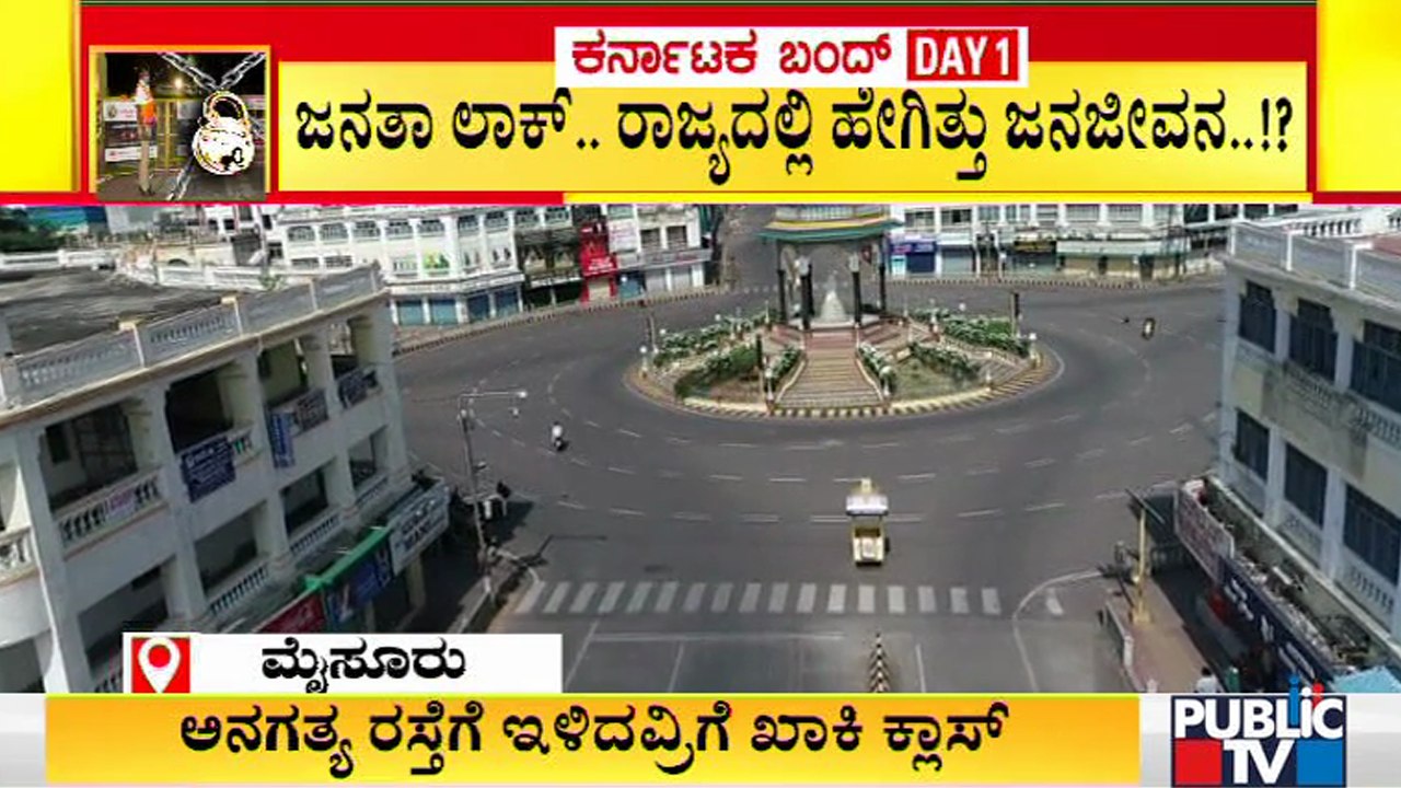 Good Response For Janata Lockdown In Mysuru, Mangaluru, Kalaburagi and Bellary