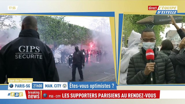Les supporteurs parisiens devant l'hôtel des joueurs - Foot - C1 - PSG